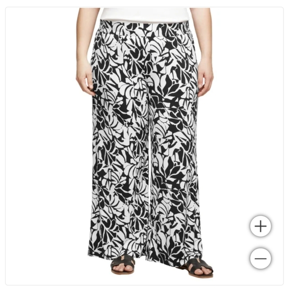 NWOT Three Dots Women's Pull-On Pant Black/White XL - Picture 5 of 6